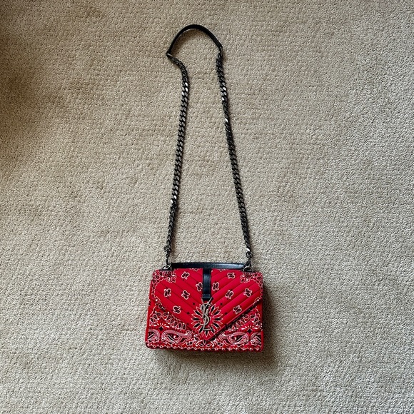 YSL PAISLEY BANDANA CROSS BODY BAG DETACHABLE LINK STRAP - Picture 7 of 10